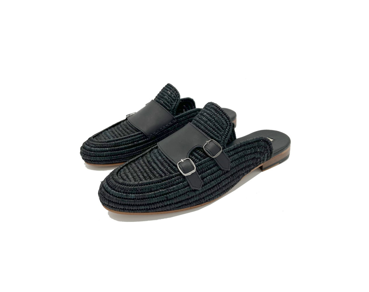 Black Natural Raffia Shoes