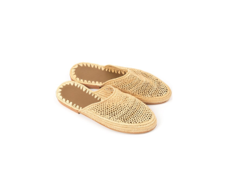 Natural raffia mesh sandal