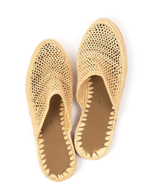 Natural raffia mesh sandal