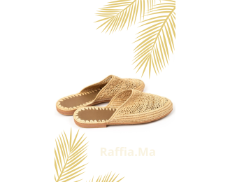 Natural raffia mesh sandal