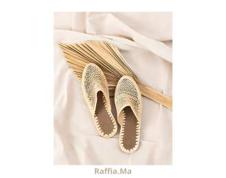 Natural raffia mesh sandal