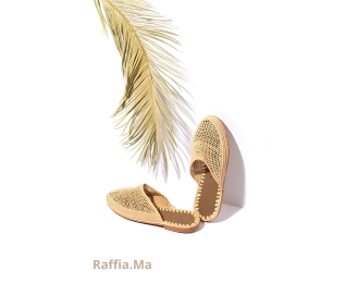 Natural raffia mesh sandal