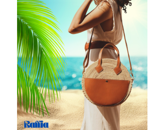 Natural raffia round bag