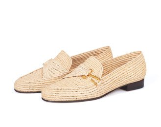 Natural Raffia Moccasin Shoes