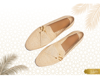 Natural Raffia Moccasin Shoes