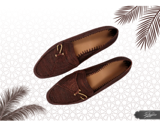 Brown Raffia Moccasin Shoes