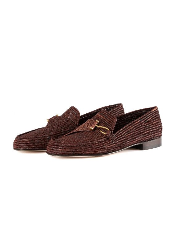 Brown Raffia Moccasin Shoes