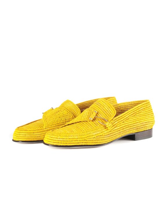 Yellow Raffia Moccasin Shoes