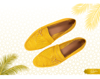 Yellow Raffia Moccasin Shoes