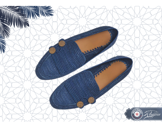Loafer Raffia Shoes Marine