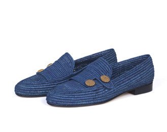 Loafer Raffia Shoes Marine