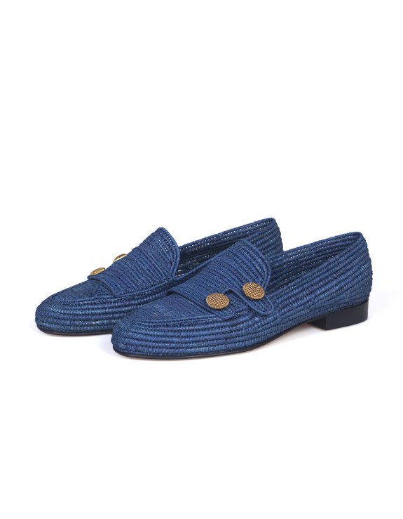 Loafer Raffia Shoes Marine
