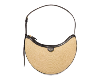 Demi Leather-Trimmed Raffia Shoulder Bag |  Versatile Handbag