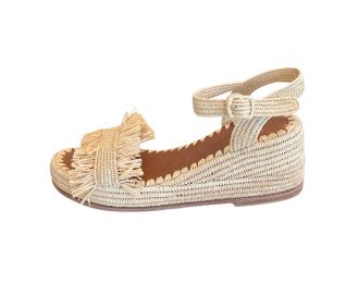 Raffia Heeled Sandals Mira | Natural