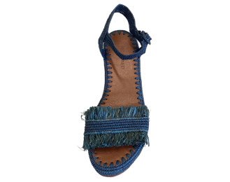 Raffia Heeled Sandals Mira | Blue