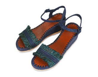 Raffia Heeled Sandals Mira | Blue