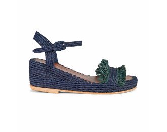 Raffia Heeled Sandals Mira | Blue