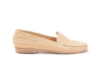 Women's Raffia Shoes Moccasin | Natural