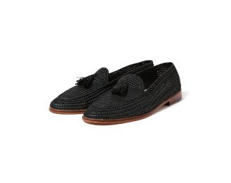 Raffia Shoes Moccasin | Black