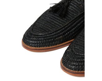 Raffia Shoes Moccasin | Black