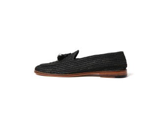 Raffia Shoes Moccasin | Black
