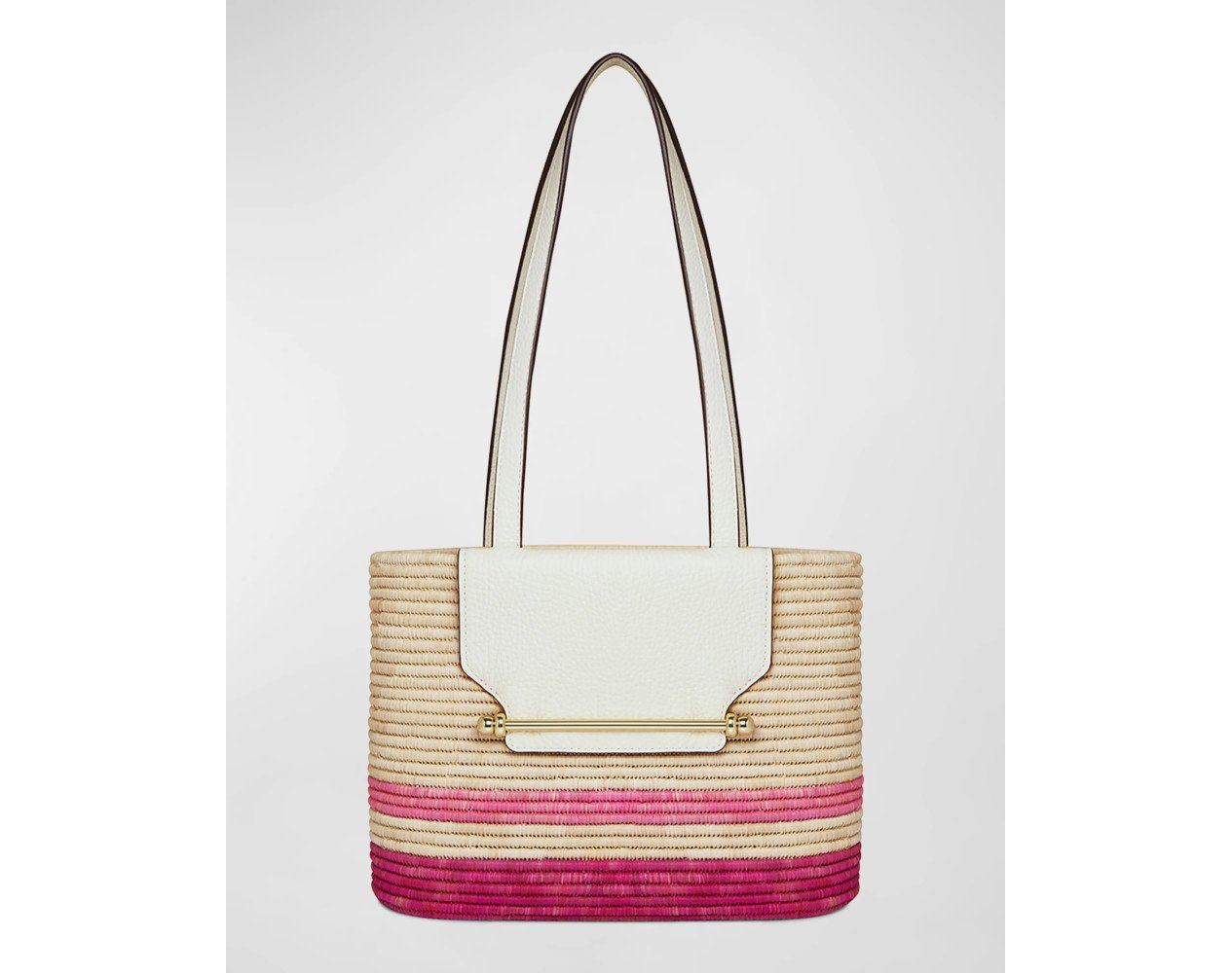Elegant leather raffia handbag