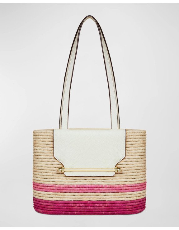 Elegant leather raffia handbag