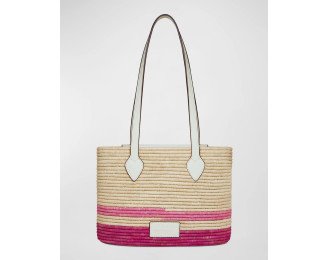 Elegant leather raffia handbag