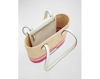Elegant leather raffia handbag