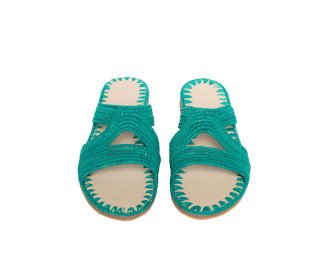 Olivia Raffia Sandal | Turquoise