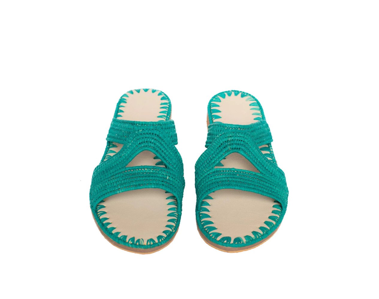 Olivia Raffia Sandal | Turquoise