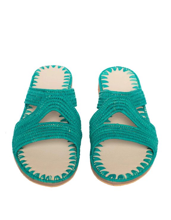 Olivia Raffia Sandal | Turquoise