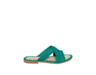 Olivia Raffia Sandal | Turquoise