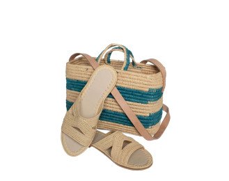 Olivia Raffia Sandal | Turquoise