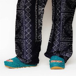 Emma Sandal Raffia High Heels | Turquoise