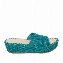 Emma Sandal Raffia High Heels | Turquoise