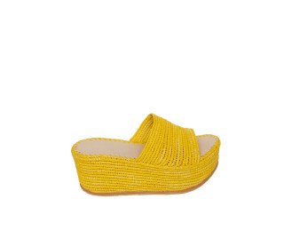 Emma Sandal Raffia High Heels | Yellow