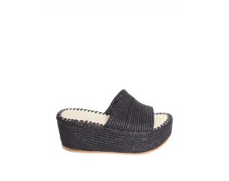 Emma Sandal Raffia High Heels | Black