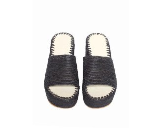 Emma Sandal Raffia High Heels | Black