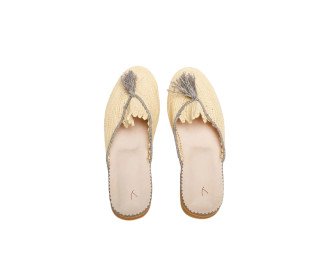 Peacock Raffia Sandal | Natural Beige