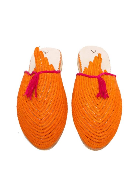 Peacock Raffia Sandal | Orange