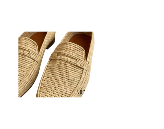 Raffia Upper Leather Sole Harry Mocassin Shoes