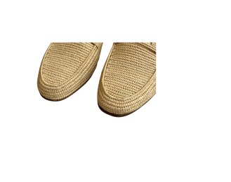 Raffia Upper Leather Sole Harry Mocassin Shoes