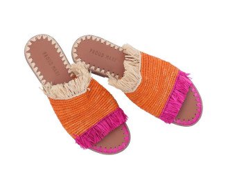 Sandal Raffia Mona | Natural | Orange | Pink