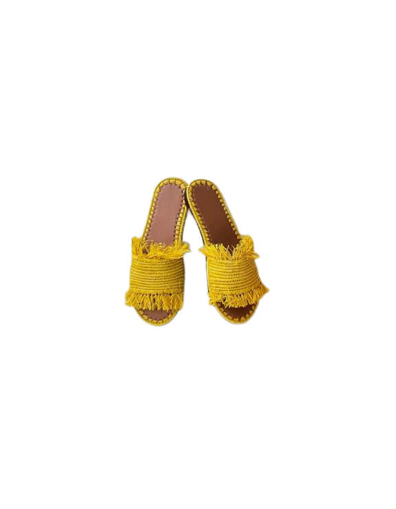 SAFFRON RAFFIA SLIDES