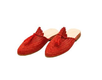 Peacock Raffia Sandal | Red