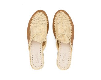 Raffia and leather Sandal | Brown - Natural