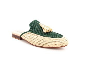 Sarah Raffia Sandal |Natural And green