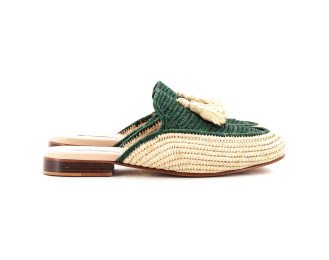 Sarah Raffia Sandal | Natural And Green