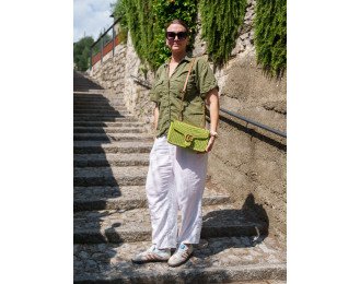 Raffia Shoulder Bag | Green And Natural